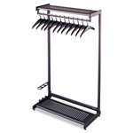 QUARTET MFG. Single-Side, Garment Rack w/Two Shelves, Eight Hangers, Steel, 24" Wide, Black