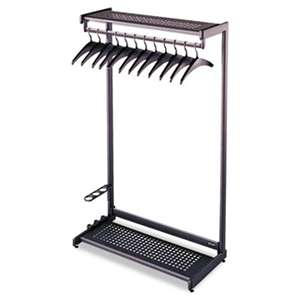 QUARTET MFG. Single-Side, Garment Rack w/Two Shelves, Eight Hangers, Steel, 24" Wide, Black