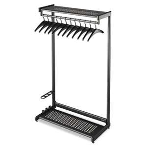 QUARTET MFG. Single-Sided Rack w/Two Shelves, 12 Hangers, Steel, 48" Wide, Black