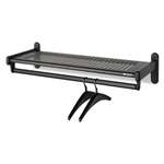 QUARTET MFG. Metal Wall Shelf Rack, Powder Coated Textured Steel, 48w x 14-1/2d x 6h, Black