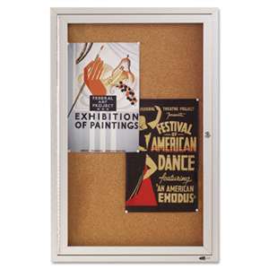 ACCO BRANDS, INC. Enclosed Bulletin Board, Natural Cork/Fiberboard, 24 x 36, Silver Aluminum Frame