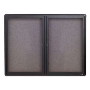 ACCO BRANDS, INC. Enclosed Fabric-Cork Board, 48 x 36, Gray Surface, Graphite Aluminum Frame