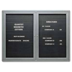 QUARTET MFG. Enclosed Magnetic Directory, 48 x 36, Black Surface, Graphite Aluminum Frame