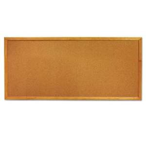 QUARTET MFG. Classic Slim Line Cork Bulletin Board, 12 x 36, Oak Finish Frame