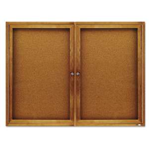 ACCO BRANDS, INC. Enclosed Bulletin Board, Natural Cork/Fiberboard, 48 x 36, Oak Frame