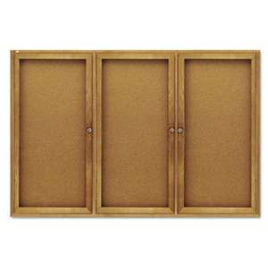 ACCO BRANDS, INC. Enclosed Bulletin Board, Natural Cork/Fiberboard, 72 x 48, Oak Frame