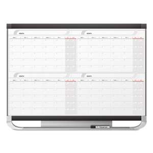 QUARTET MFG. Prestige 2 Total Erase Four-Month Calendar, 36 x 24, Graphite Color Frame