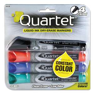 QUARTET MFG. EnduraGlide Dry Erase Marker, Chisel Tip, Assorted Colors, 4/Set
