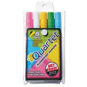 QUARTET MFG. Glo-Write Fluorescent Marker Five-Color Set, Assorted, 5/Set