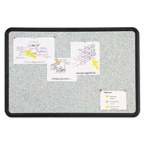 QUARTET MFG. Contour Granite Gray Tack Board, 36 x 24, Black Frame