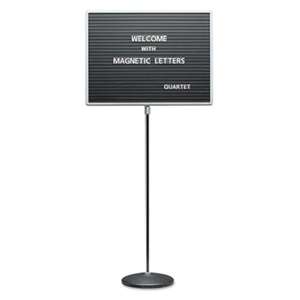 QUARTET MFG. Adjustable Single-Pedestal Magnetic Letter Board, 24 x 18, Black, Gray Frame