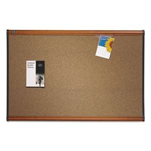 QUARTET MFG. Prestige Bulletin Board, Brown Graphite-Blend Surface, 72 x 48, Cherry Frame