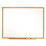 QUARTET MFG. Classic Melamine Whiteboard, 36 x 24, Oak Finish Frame