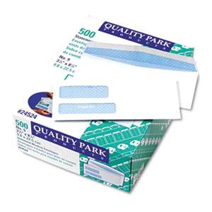 QUALITY PARK PRODUCTS Double Window Security Tinted Invoice & Check Envelope, #9, White, 500/Box