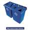 RUBBERMAID COMMERCIAL PROD. Glutton Recycling Station, Four-Stream, 92 gal, Blue