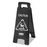 RUBBERMAID COMMERCIAL PROD. Executive 2-Sided Multi-Lingual Caution Sign, Black/White, 10 9/10 x 26 1/10