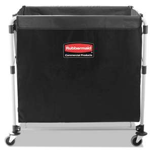 RUBBERMAID COMMERCIAL PROD. Collapsible X-Cart, Steel, Eight Bushel Cart, 24 1/10w x 35 7/10d, Black/Silver