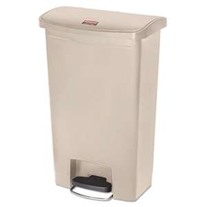RUBBERMAID COMMERCIAL PROD. Slim Jim Resin Step-On Container, Front Step Style, 13 gal, Beige