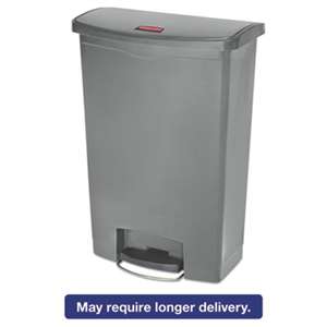 RUBBERMAID COMMERCIAL PROD. Slim Jim Resin Step-On Container, Front Step Style, 24 gal, Gray