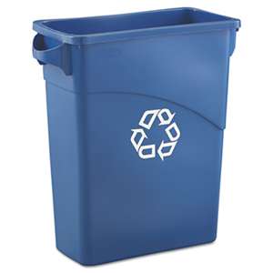 RUBBERMAID COMMERCIAL PROD. Slim Jim Recycling W/Handles, Rectangular, Plastic, 15.875gal, Blue