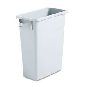 Rubbermaid Commercial 354100GY Slim Jim Waste Container w/Handles, Rectangular, Plastic, 15.875gal, Light Gray