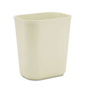 RUBBERMAID COMMERCIAL PROD. Fire-Resistant Wastebasket, Rectangular, Fiberglass, 3.5gal, Beige