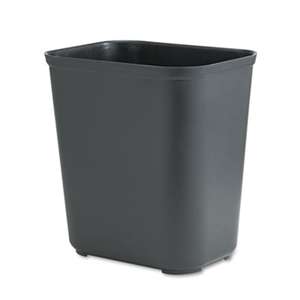 RUBBERMAID COMMERCIAL PROD. Fire-Resistant Wastebasket, Rectangular, Fiberglass, 7gal, Black