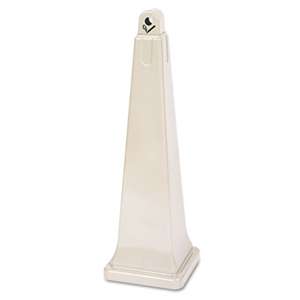 RUBBERMAID COMMERCIAL PROD. GroundsKeeper Cigarette Waste Collector, Pyramid, Plastic/Steel, Beige