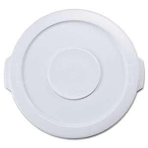 RUBBERMAID COMMERCIAL PROD. Flat Top Lid for 10-Gallon Round Brute Containers, 16" dia., White