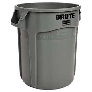 RUBBERMAID COMMERCIAL PROD. Round Brute Container, Plastic, 10 gal, Gray