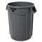 RUBBERMAID COMMERCIAL PROD. Round Brute Container, Plastic, 32 gal, Gray