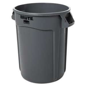 RUBBERMAID COMMERCIAL PROD. Round Brute Container, Plastic, 32 gal, Gray