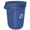 RUBBERMAID COMMERCIAL PROD. Brute Recycling Container, Round, 32 gal, Blue