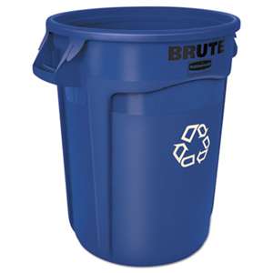 RUBBERMAID COMMERCIAL PROD. Round Brute Container, Plastic, 32 gal, Blue