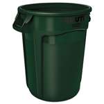 RUBBERMAID COMMERCIAL PROD. Round Brute Container, Plastic, 32 gal, Dark Green