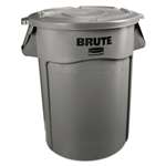 RUBBERMAID COMMERCIAL PROD. Round Brute Container, Plastic, 55 gal, Gray