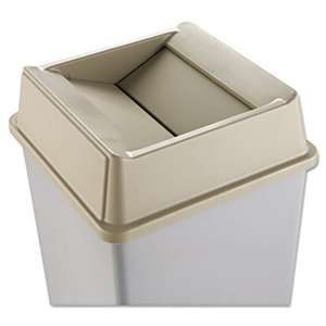 RUBBERMAID COMMERCIAL PROD. Untouchable Square Swing Top Lid, Plastic, 20 1/8 x 20 1/8 x 6 1/4, Beige