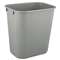 RUBBERMAID COMMERCIAL PROD. Deskside Plastic Wastebasket, Rectangular, 3 1/2 gal, Gray