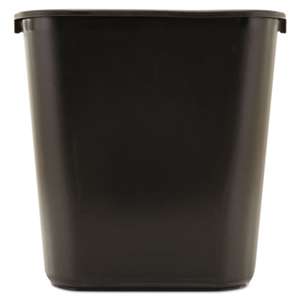 RUBBERMAID COMMERCIAL PROD. Deskside Plastic Wastebasket, Rectangular, 7 gal, Black