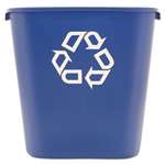 RUBBERMAID COMMERCIAL PROD. Medium Deskside Recycling Container, Rectangular, Plastic, 28.125qt, Blue