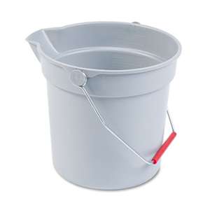 RUBBERMAID COMMERCIAL PROD. 10 Quart Plastic Utility Pail, 10 1/2 Diameter x 10 1/4h, Gray Plastic