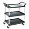 RUBBERMAID COMMERCIAL PROD. Economy Plastic Cart, Three-Shelf, 18-5/8w x 33-5/8d x 37-3/4h, Black