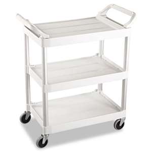 RUBBERMAID COMMERCIAL PROD. Service Cart, 200-lb Cap, Three-Shelf, 18-5/8w x 33-5/8d x 37-3/4h, Off-White