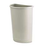 RUBBERMAID COMMERCIAL PROD. Untouchable Waste Container, Half-Round, Plastic, 21gal, Beige
