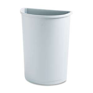 RUBBERMAID COMMERCIAL PROD. Untouchable Waste Container, Half-Round, Plastic, 21gal, Gray