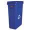 RUBBERMAID COMMERCIAL PROD. Slim Jim Recycling Container w/Venting Channels, Plastic, 23gal, Blue