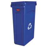 RUBBERMAID COMMERCIAL PROD. Slim Jim Recycling Container w/Venting Channels, Plastic, 23gal, Blue