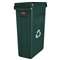 RUBBERMAID COMMERCIAL PROD. Slim Jim Recycling Container w/Venting Channels, Plastic, 23gal, Green
