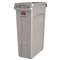 RUBBERMAID COMMERCIAL PROD. Slim Jim Receptacle w/Venting Channels, Rectangular, Plastic, 23gal, Beige