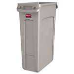 RUBBERMAID COMMERCIAL PROD. Slim Jim Receptacle w/Venting Channels, Rectangular, Plastic, 23gal, Beige